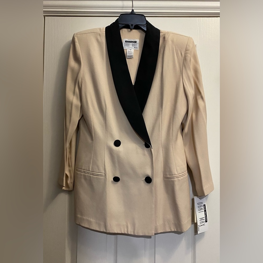 Vintage Dani Max Beige Double-Breasted Blazer Sz 14P NWT